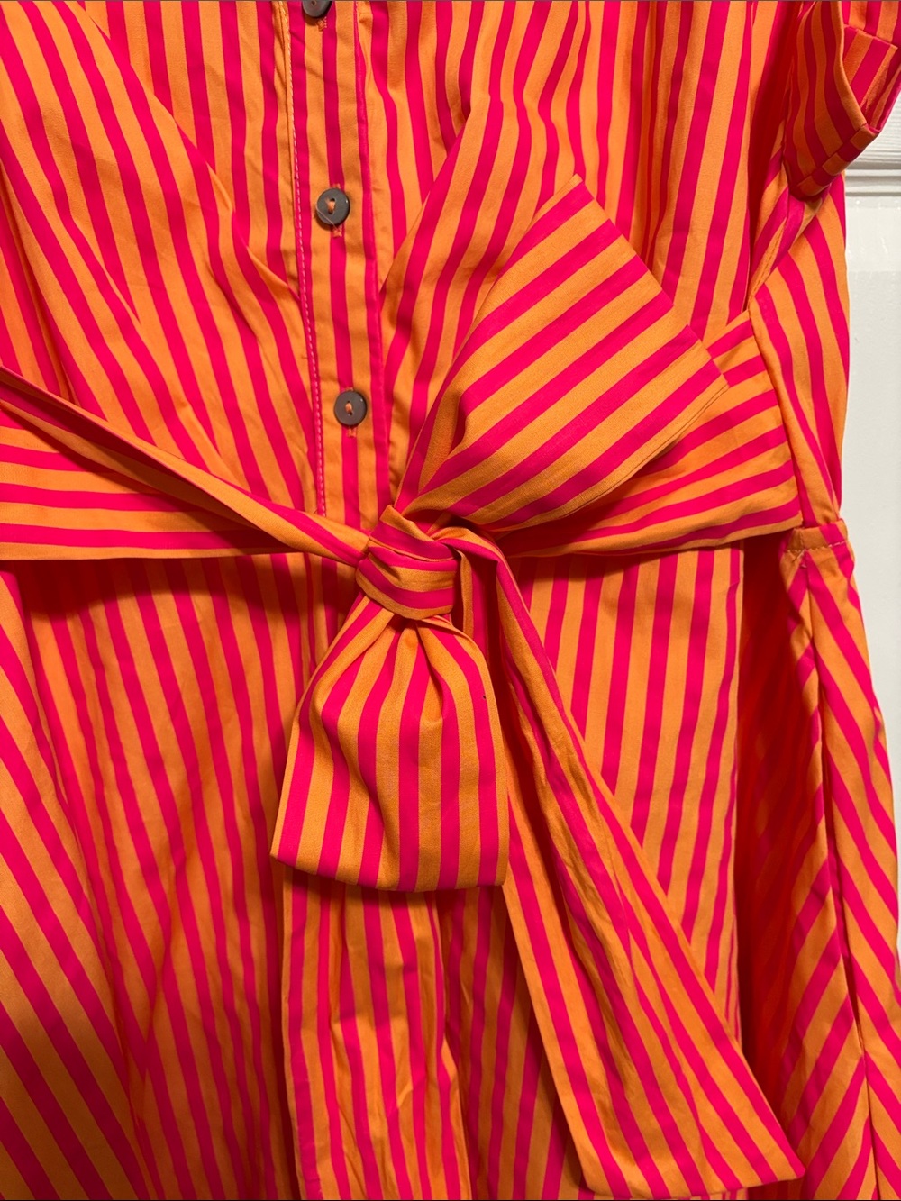 entro Red & Orange Striped Tie-Front Midi Dress - Picture 8 of 11